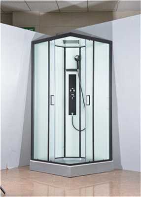 Wolnostojące półokrągłe kabiny prysznicowe z przezroczystym panelem stałym ze szkła hartowanego czarne aluminium