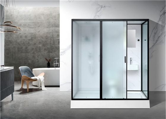 Kabiny prysznicowe Biała akrylowa taca ABS 1900 * 1200 * 2150 mm czarny aluminiowy przód otwarty