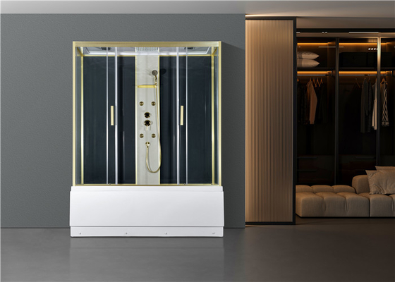 Kabina Prysznicowa z Białym Brodzikiem Akrylowym 170*85*2150cm złote aluminium, Brodzik Wysoki